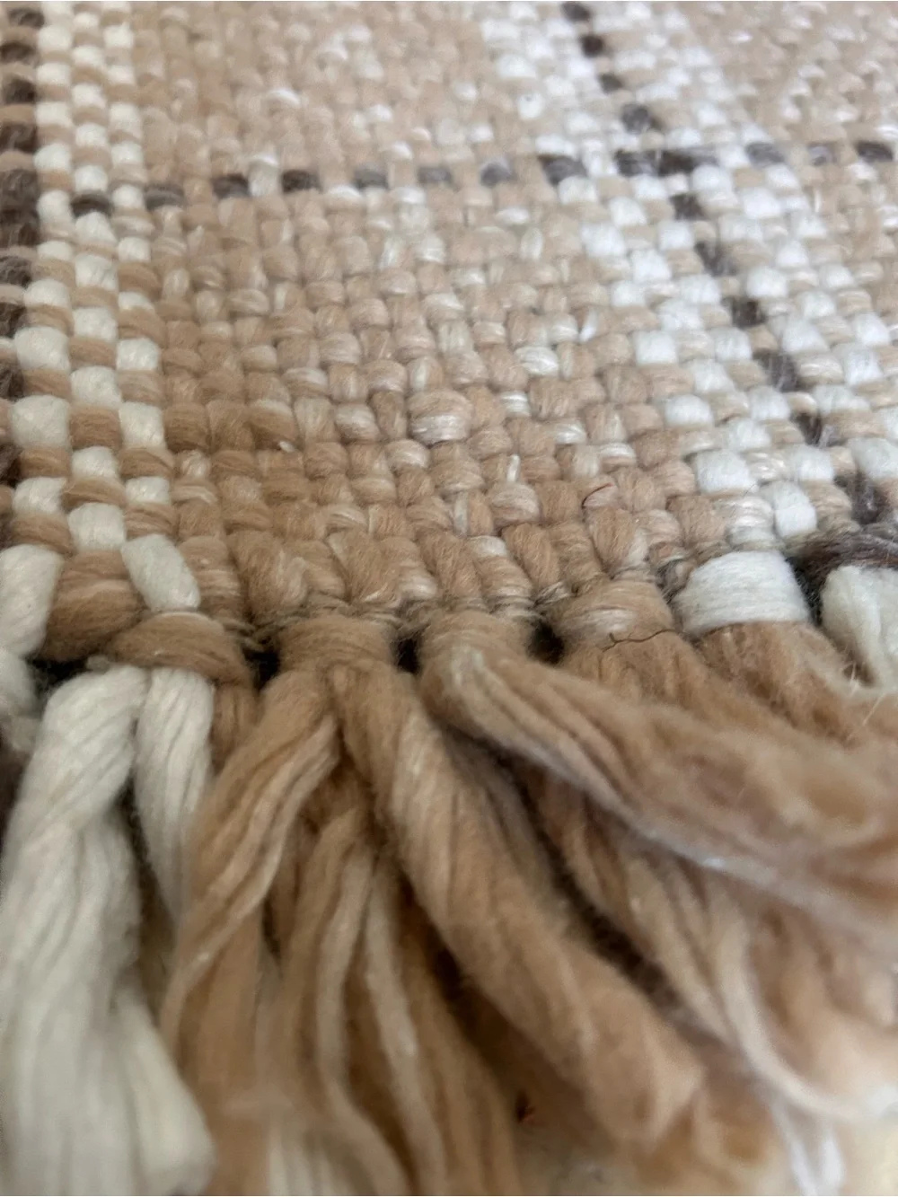 SERENA & LILY/GoodWeave Handwoven WoolWindowpane Plaid Fringe Accent Rug#0501265
